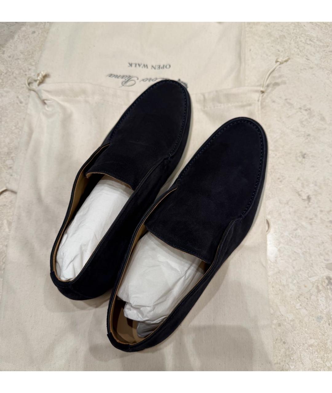 LORO PIANA Темно-синие замшевые лоферы, фото 3