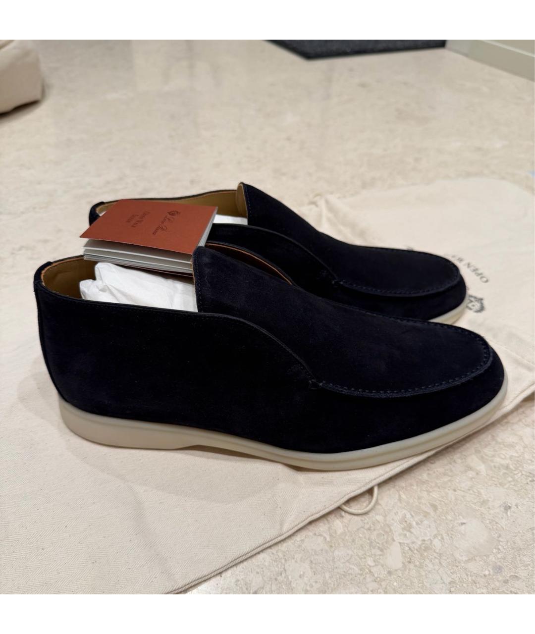 LORO PIANA Темно-синие замшевые лоферы, фото 5