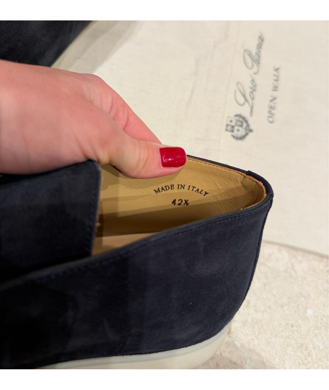 LORO PIANA Темно-синие замшевые лоферы, фото 7