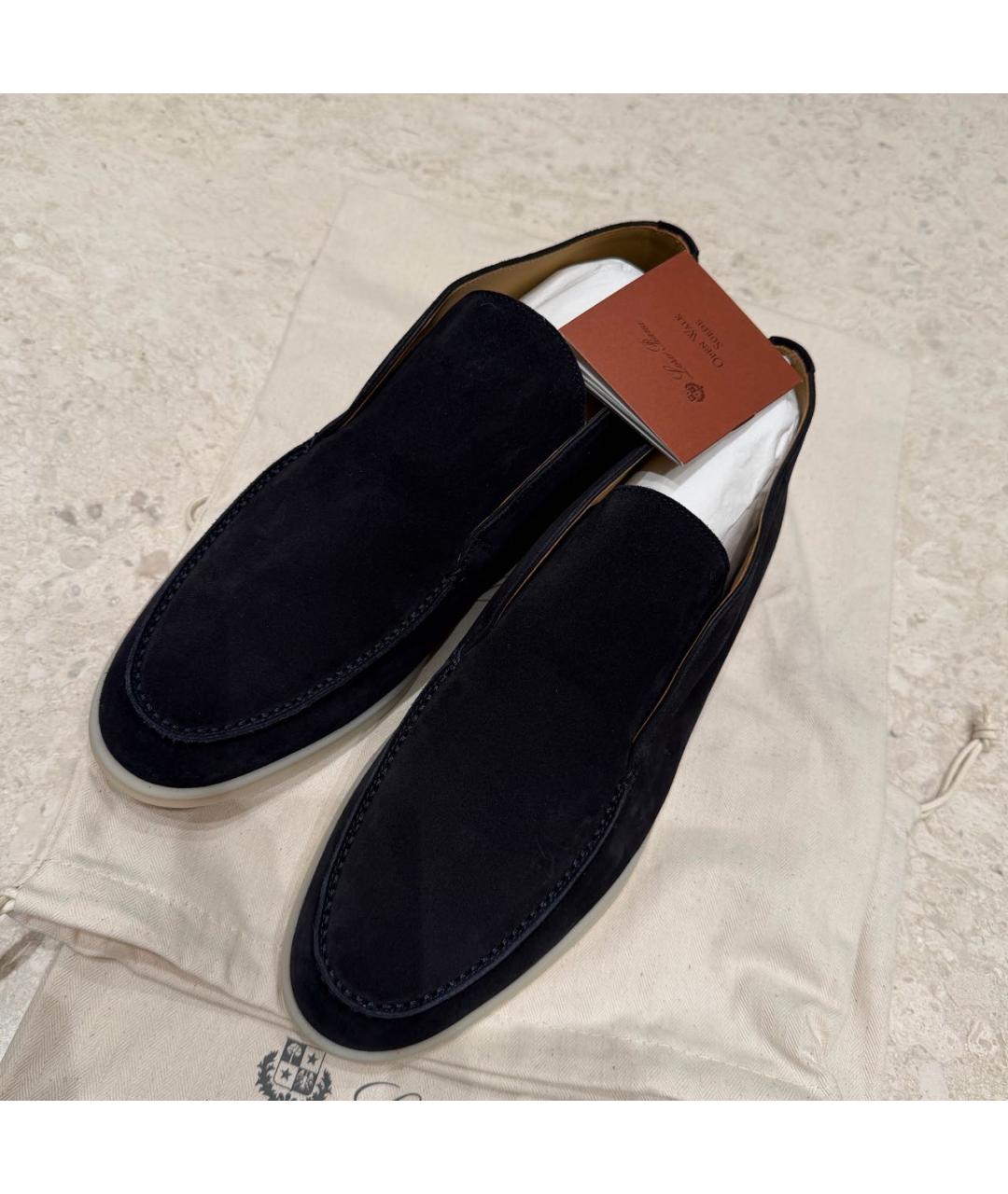 LORO PIANA Темно-синие замшевые лоферы, фото 4
