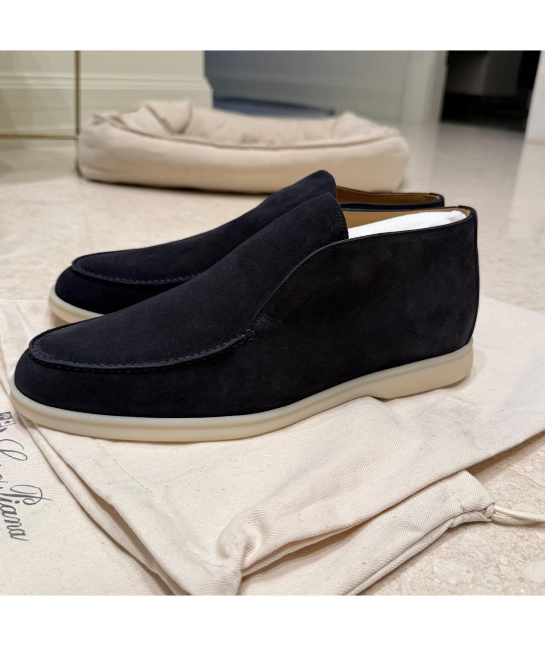LORO PIANA Темно-синие замшевые лоферы, фото 8