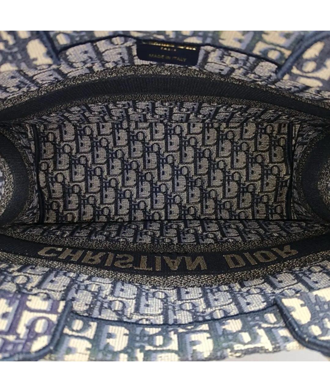 CHRISTIAN DIOR Синяя тканевая сумка тоут, фото 4