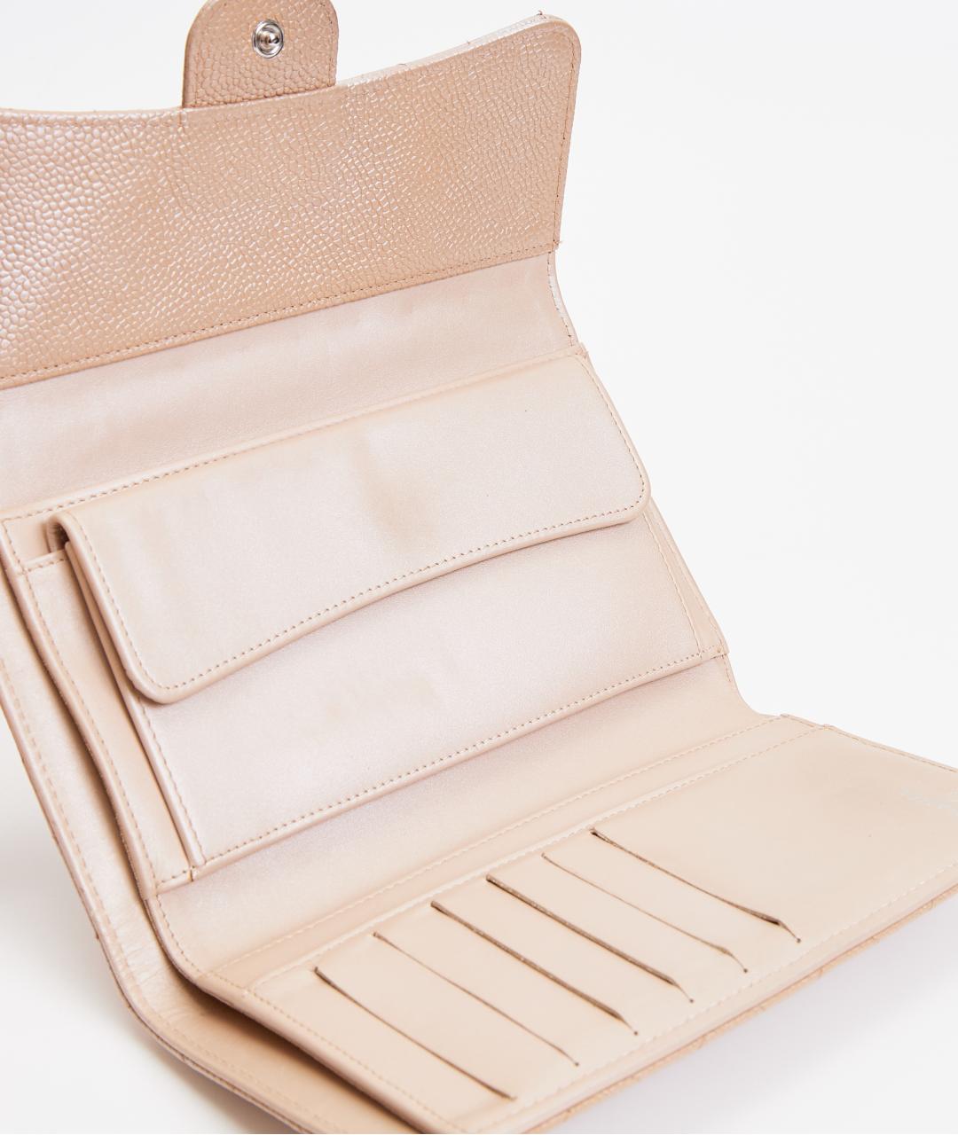 CHANEL Бежевый кожаный кошелек, фото 4