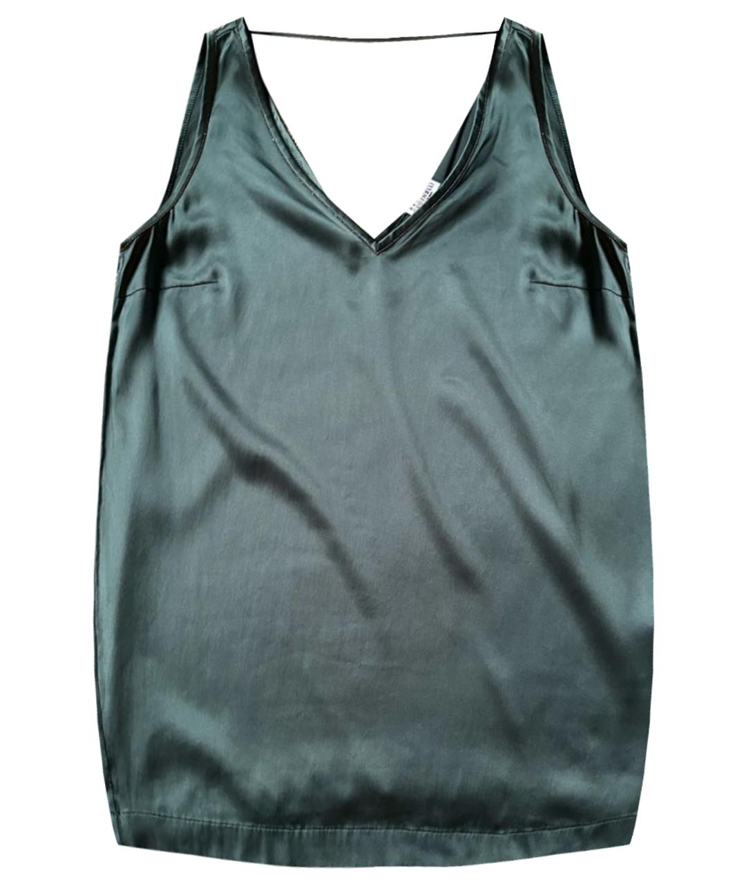 BRUNELLO CUCINELLI Зеленая шелковая майка, фото 1