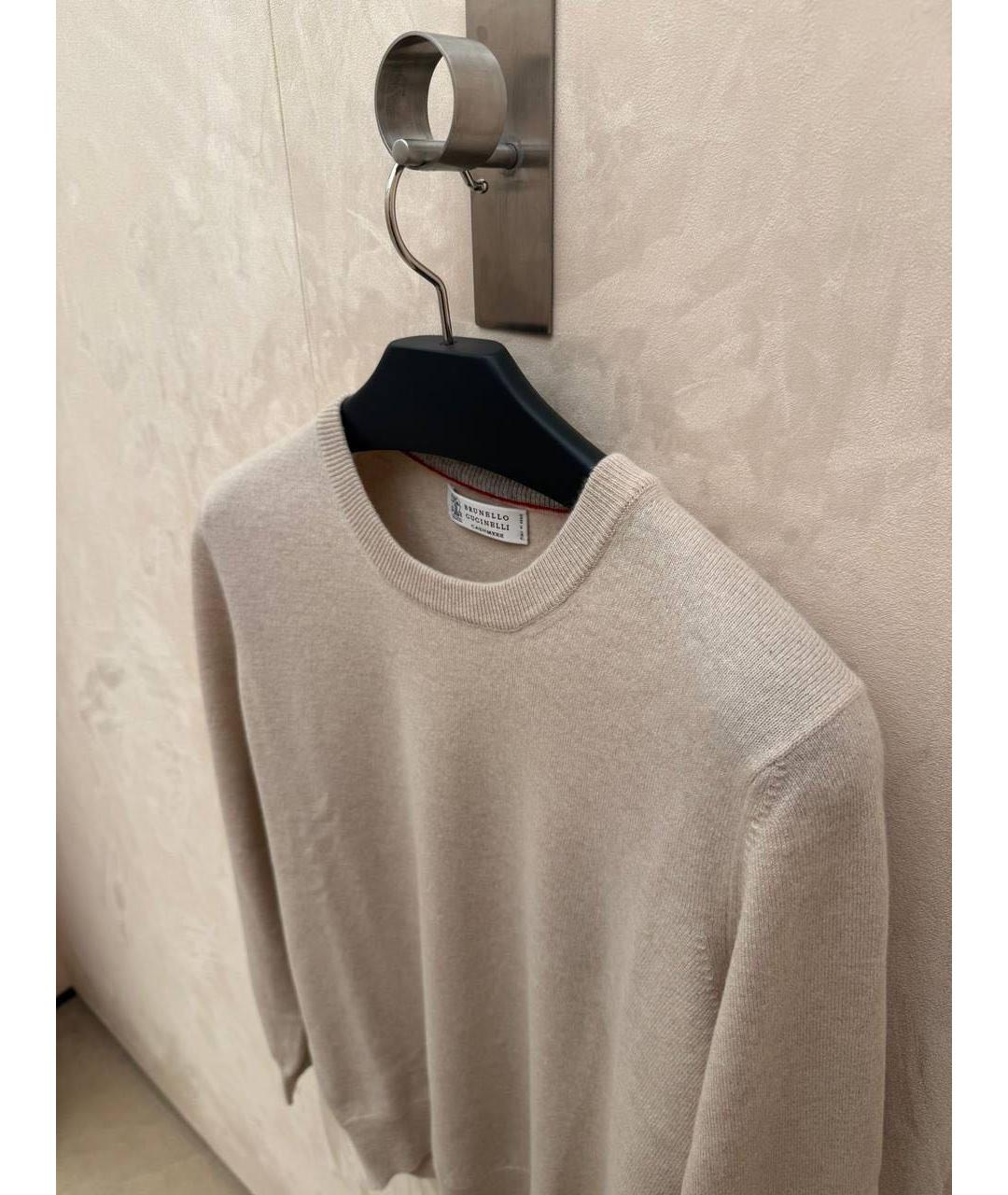 BRUNELLO CUCINELLI Бежевый шерстяной джемпер / свитер, фото 4