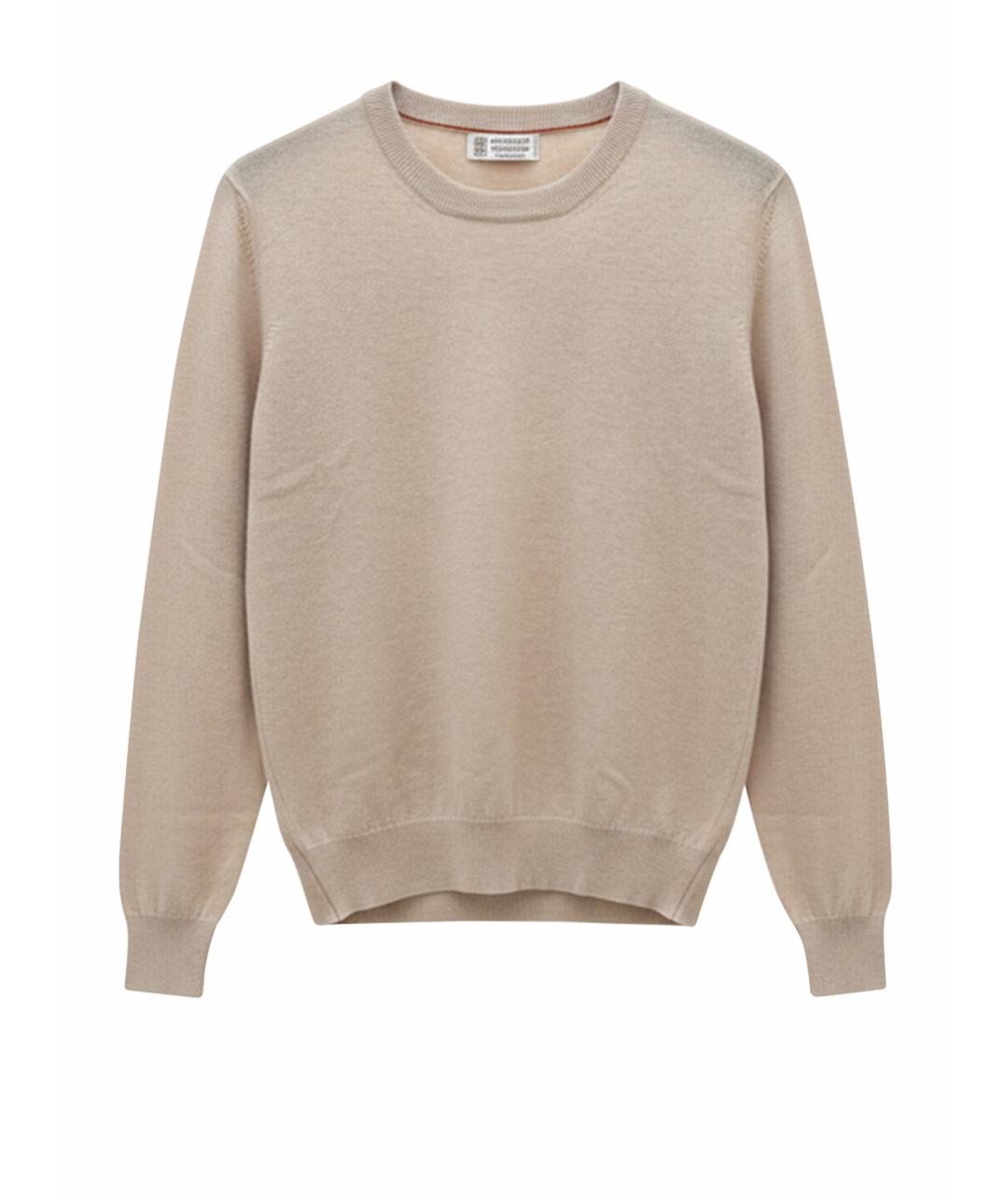 BRUNELLO CUCINELLI Бежевый шерстяной джемпер / свитер, фото 1