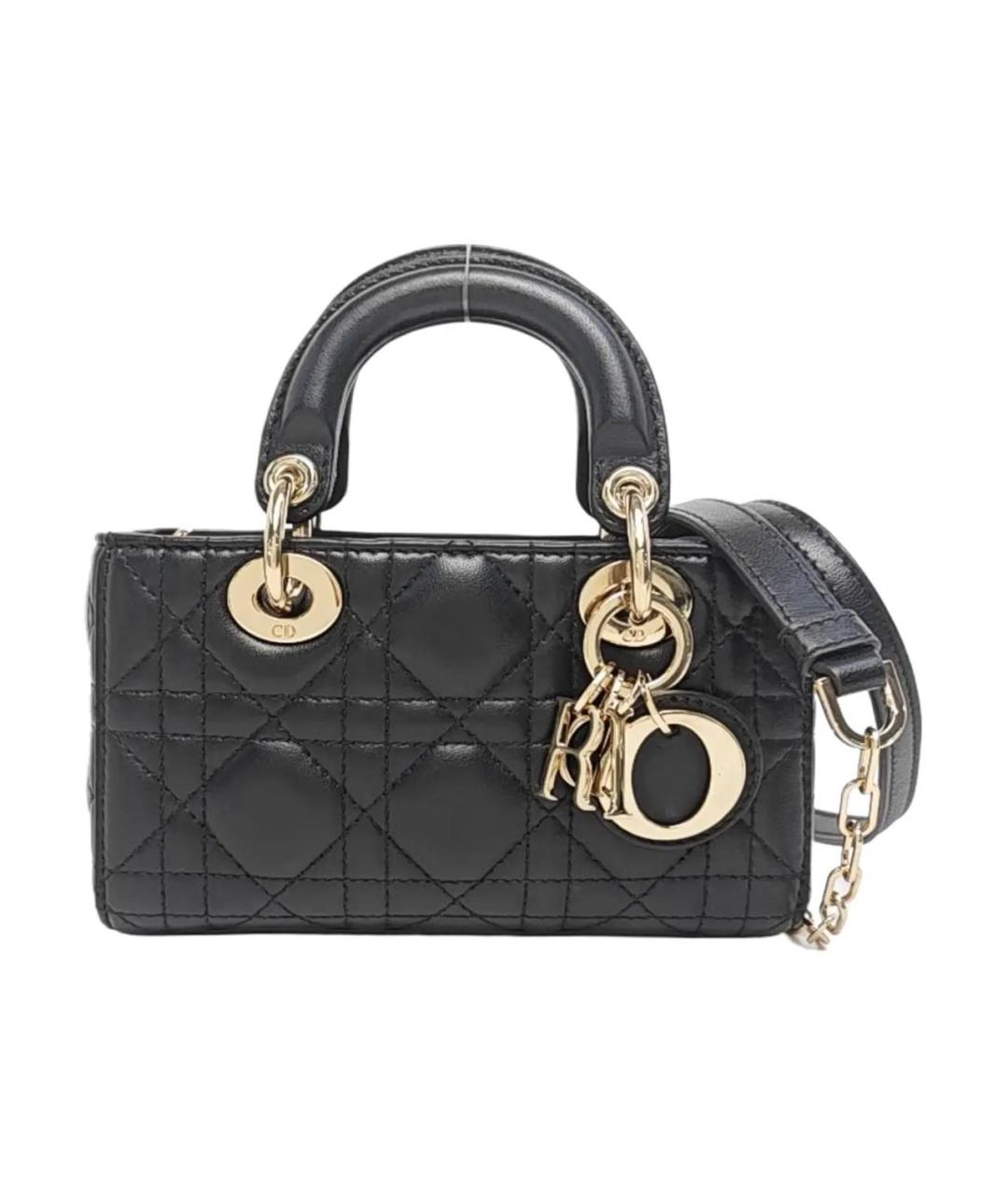 CHRISTIAN DIOR Черная кожаная сумка через плечо, фото 1