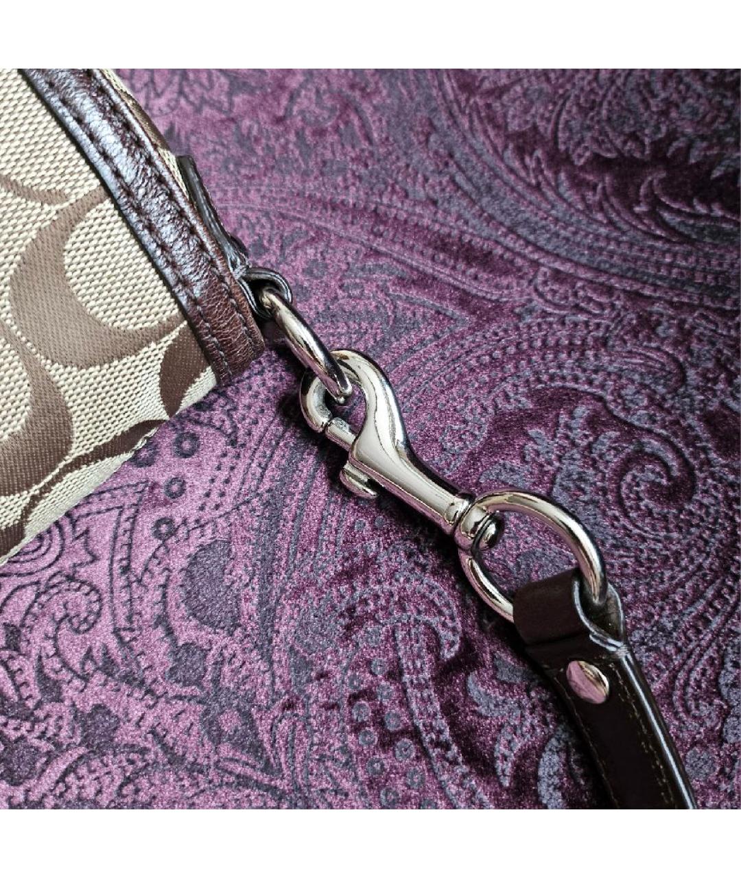 COACH Коричневая тканевая сумка через плечо, фото 5