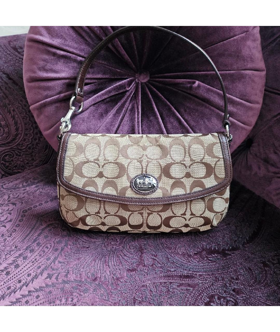 COACH Коричневая тканевая сумка через плечо, фото 2