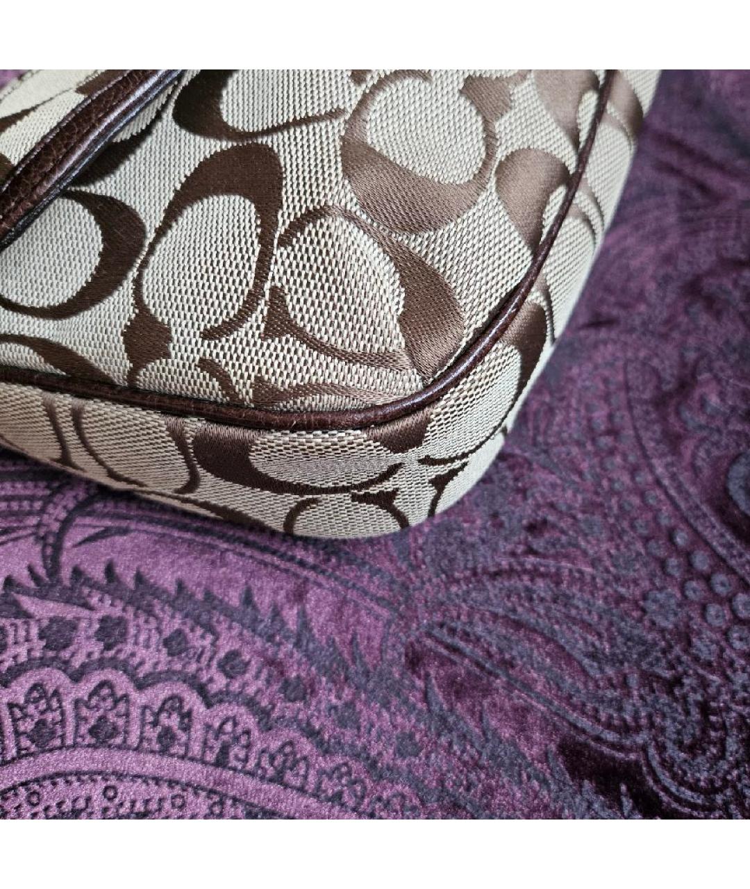 COACH Коричневая тканевая сумка через плечо, фото 7