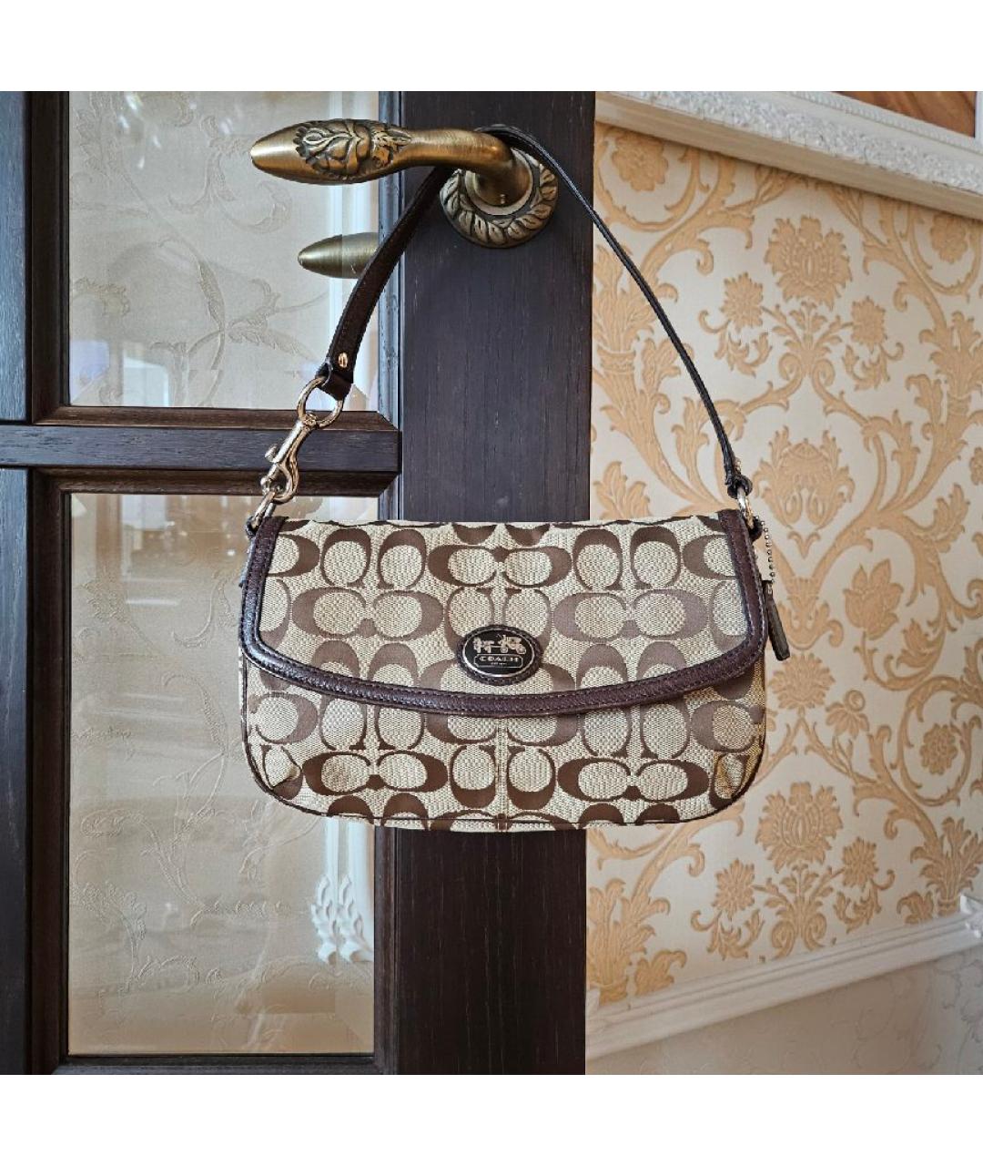 COACH Коричневая тканевая сумка через плечо, фото 9