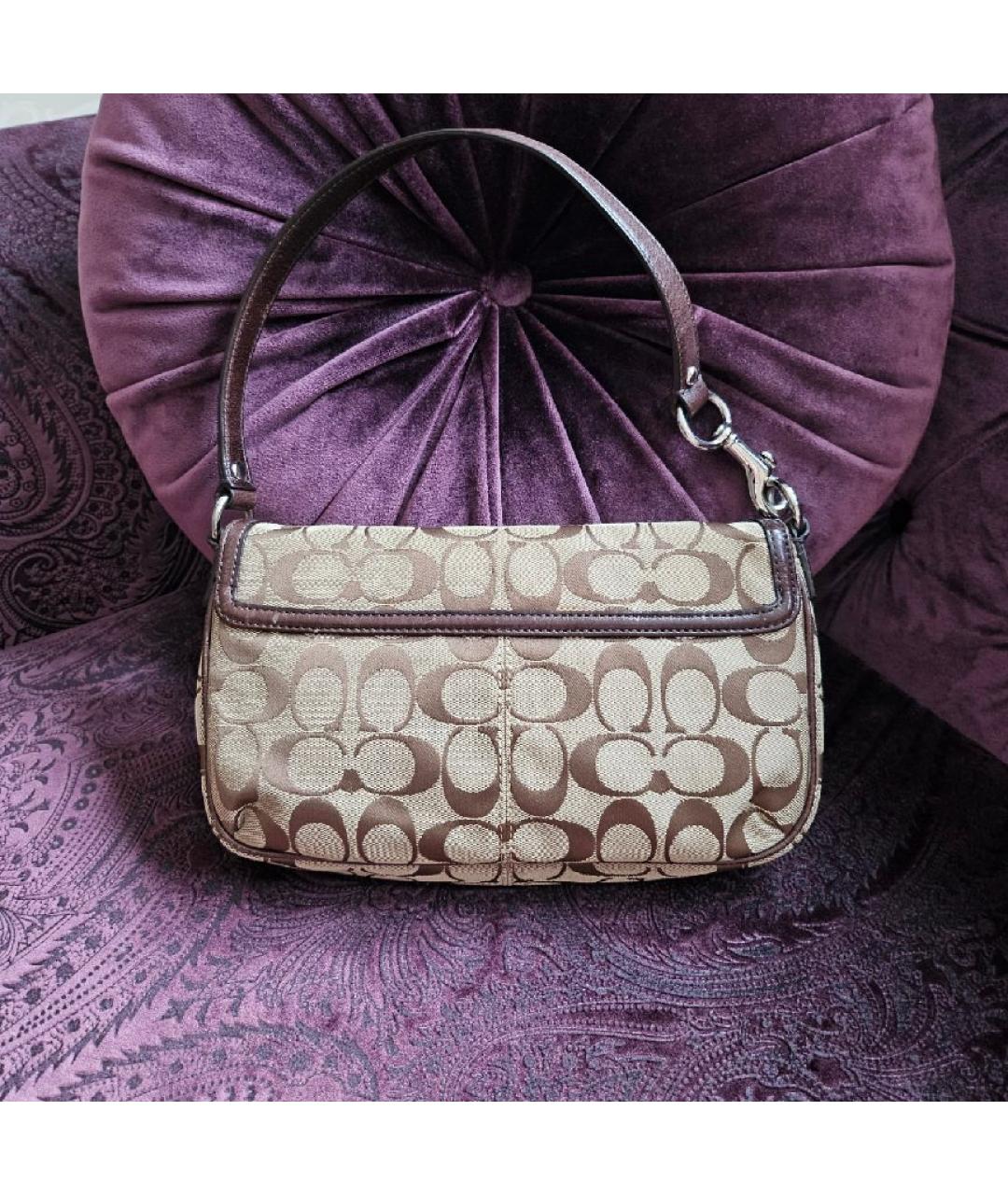 COACH Коричневая тканевая сумка через плечо, фото 3