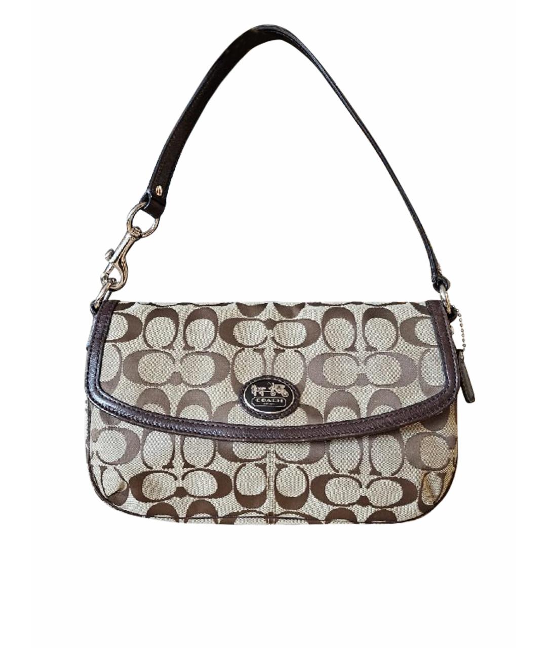 COACH Коричневая тканевая сумка через плечо, фото 1