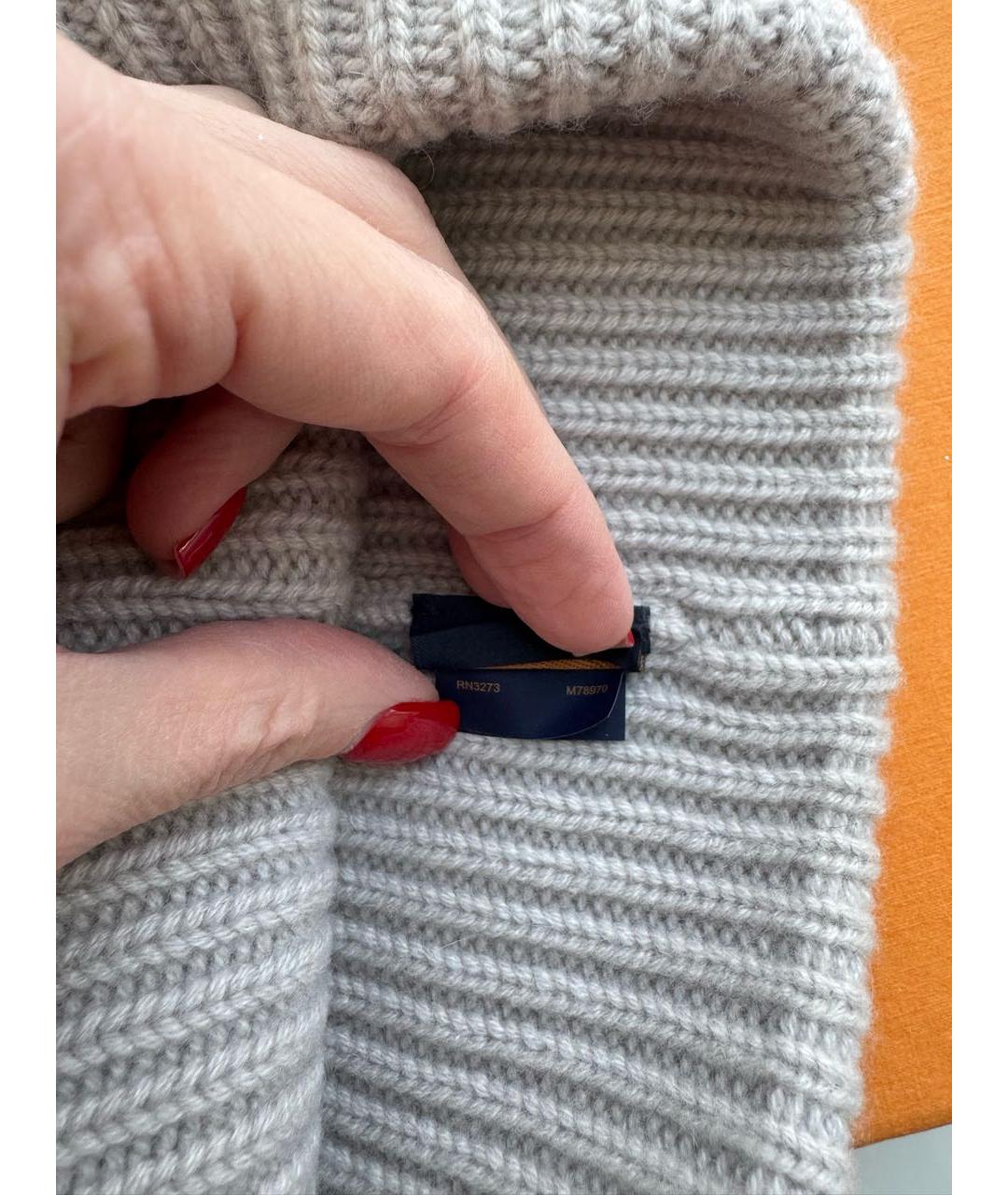 LOUIS VUITTON Серая кашемировая шапка, фото 4