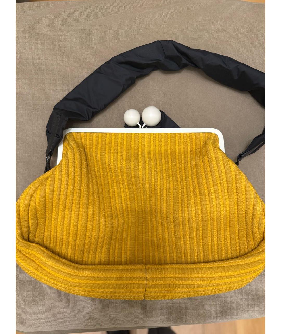 MAX MARA Желтая тканевая сумка через плечо, фото 2
