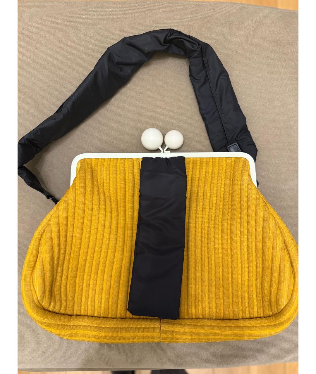 MAX MARA Желтая тканевая сумка через плечо, фото 4