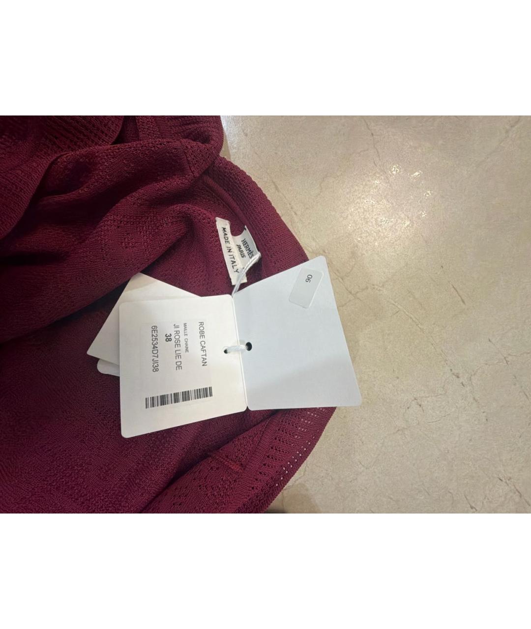 HERMES Бордовое вискозное повседневное платье, фото 4