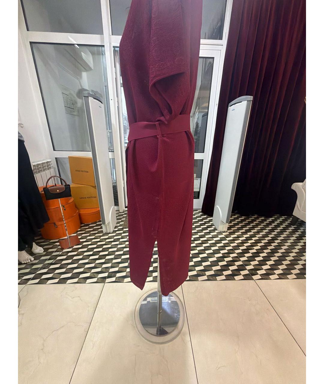 HERMES Бордовое вискозное повседневное платье, фото 3