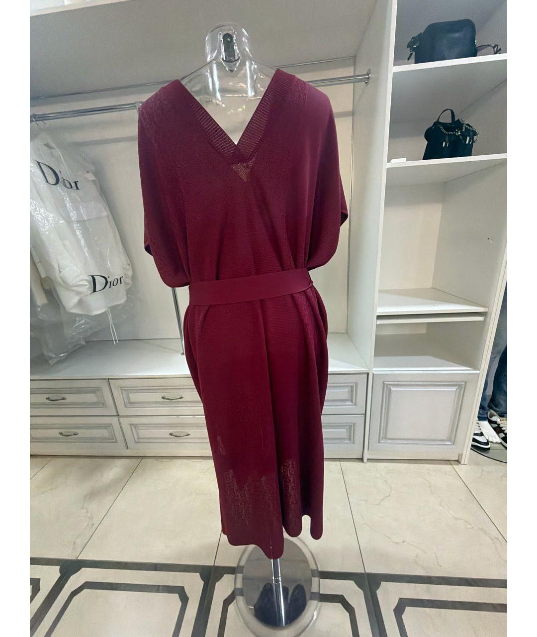 HERMES Бордовое вискозное повседневное платье, фото 2