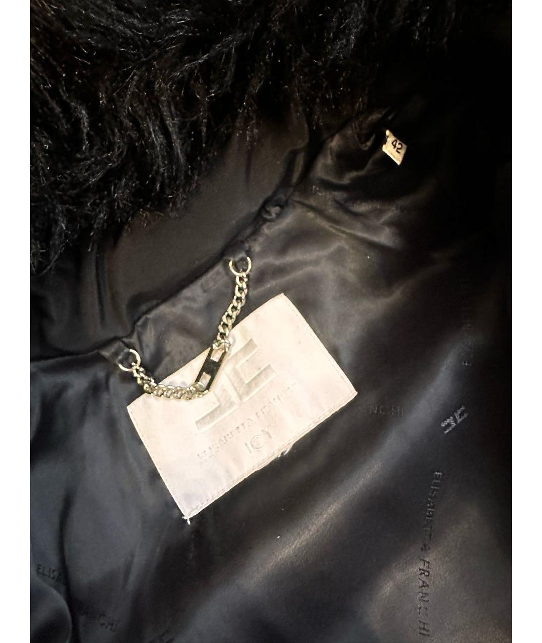 ELISABETTA FRANCHI Черный полиэстеровый пуховик, фото 3