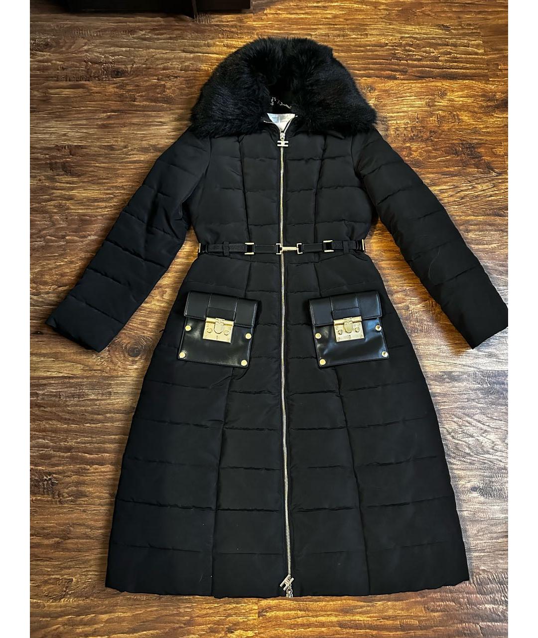 ELISABETTA FRANCHI Черный полиэстеровый пуховик, фото 8