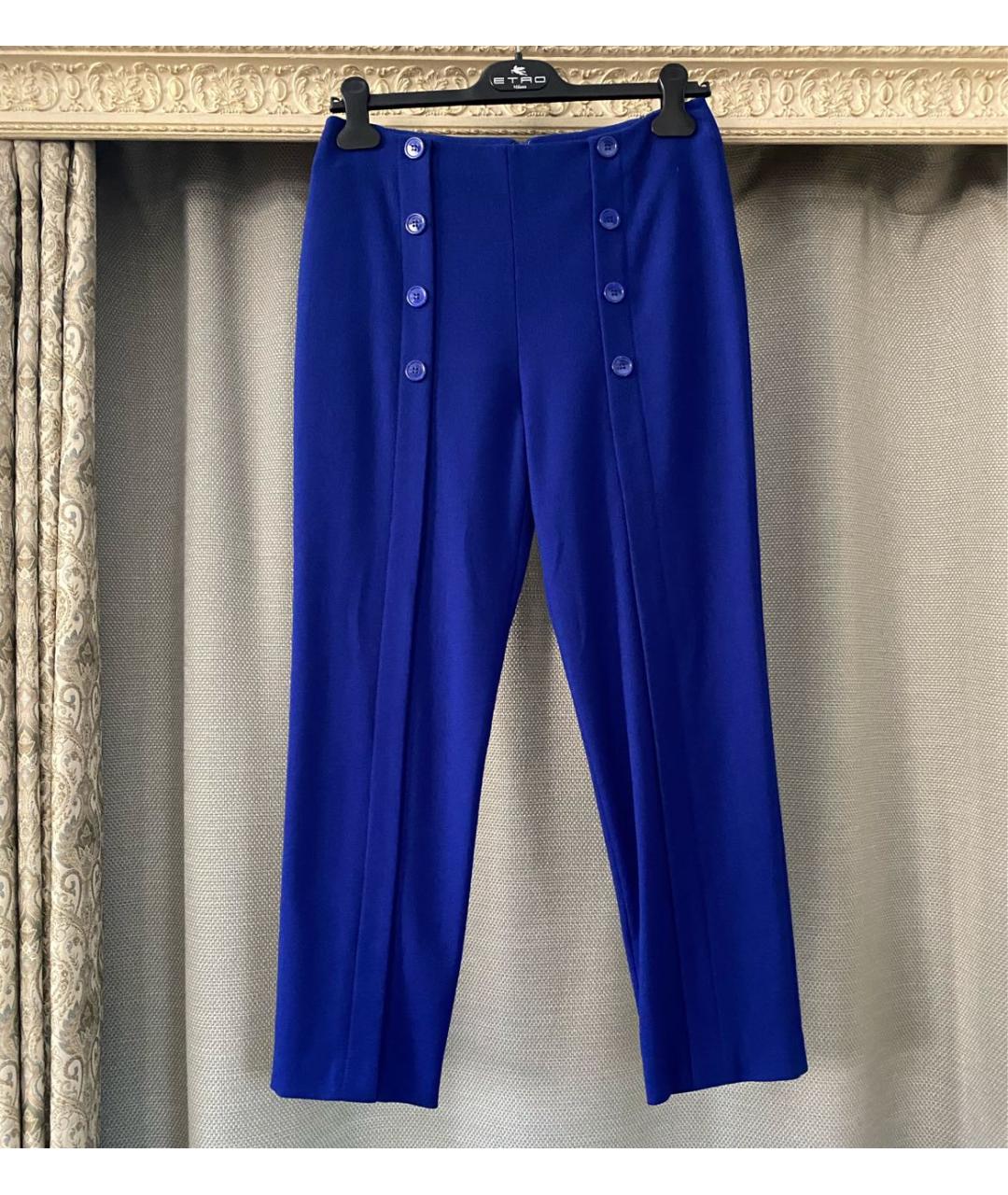 ALEXANDER MCQUEEN Синие шерстяные прямые брюки, фото 9