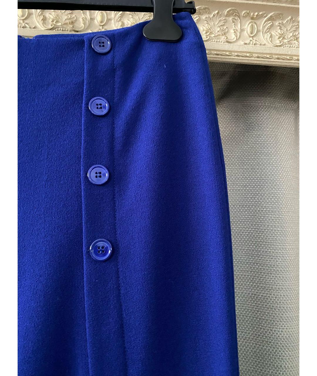 ALEXANDER MCQUEEN Синие шерстяные прямые брюки, фото 3