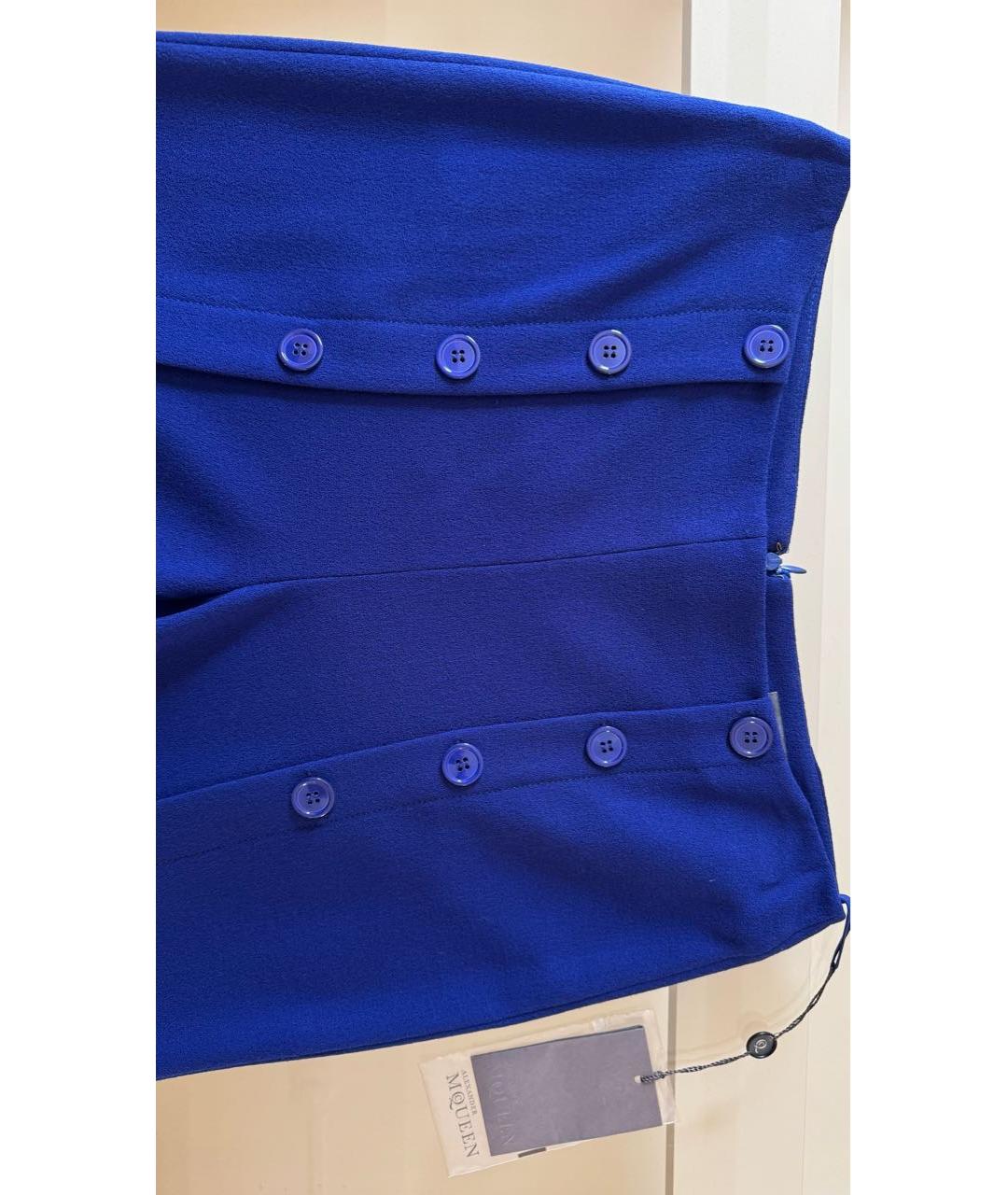 ALEXANDER MCQUEEN Синие шерстяные прямые брюки, фото 4