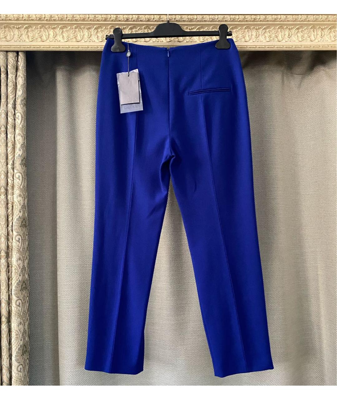 ALEXANDER MCQUEEN Синие шерстяные прямые брюки, фото 2
