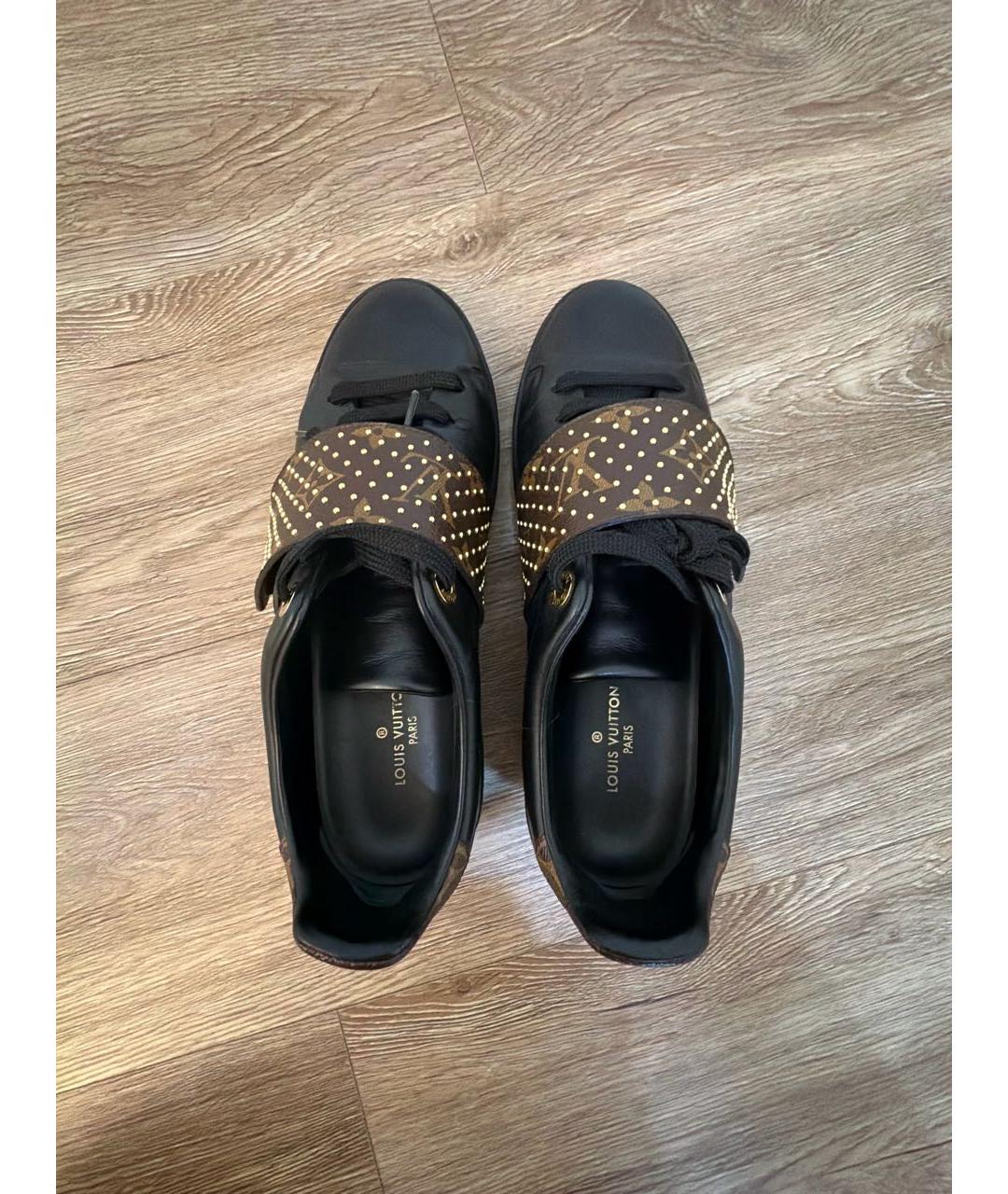 LOUIS VUITTON Черные кожаные кеды, фото 3