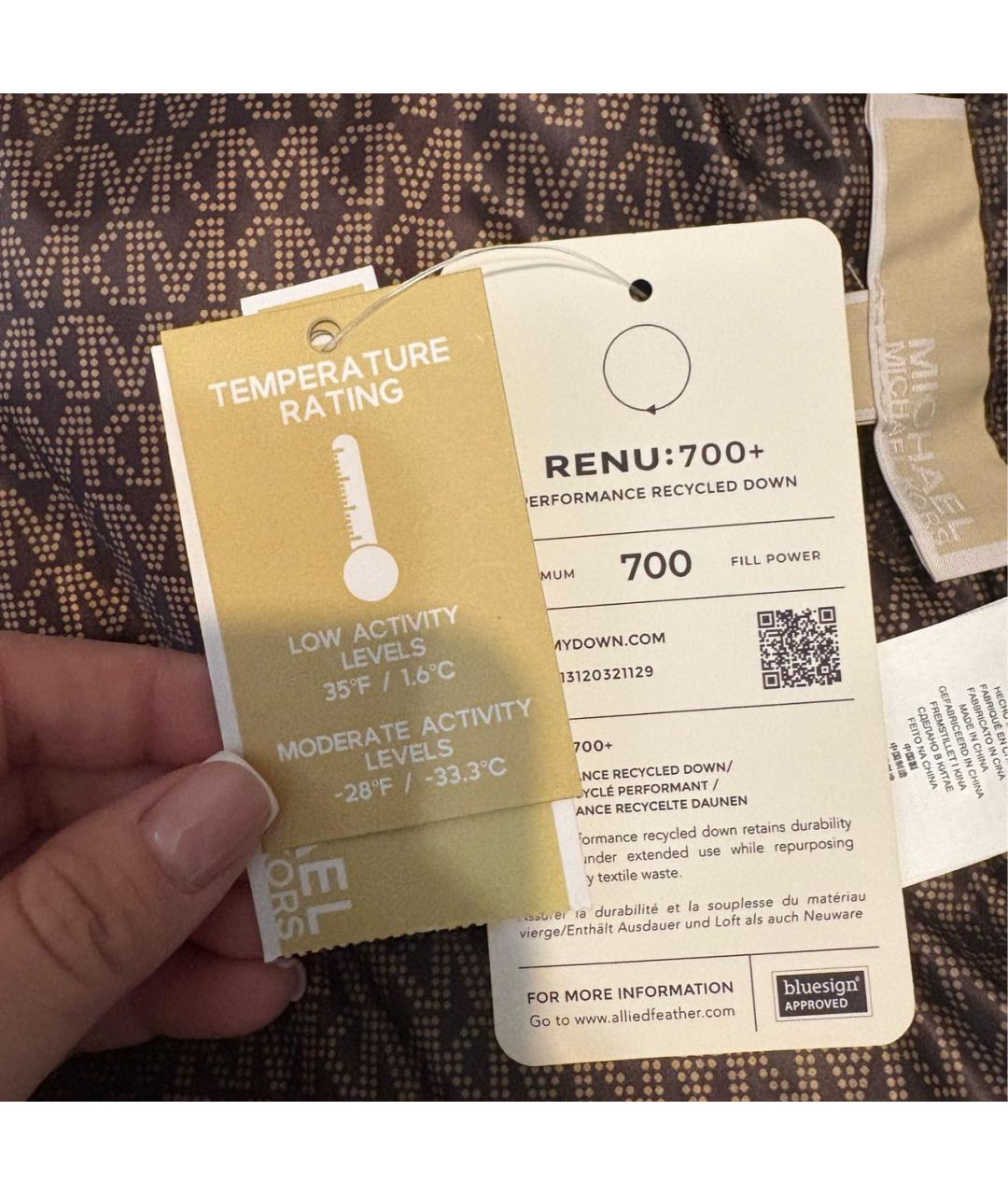 MICHAEL KORS Коричневый полиэстеровый пуховик, фото 3