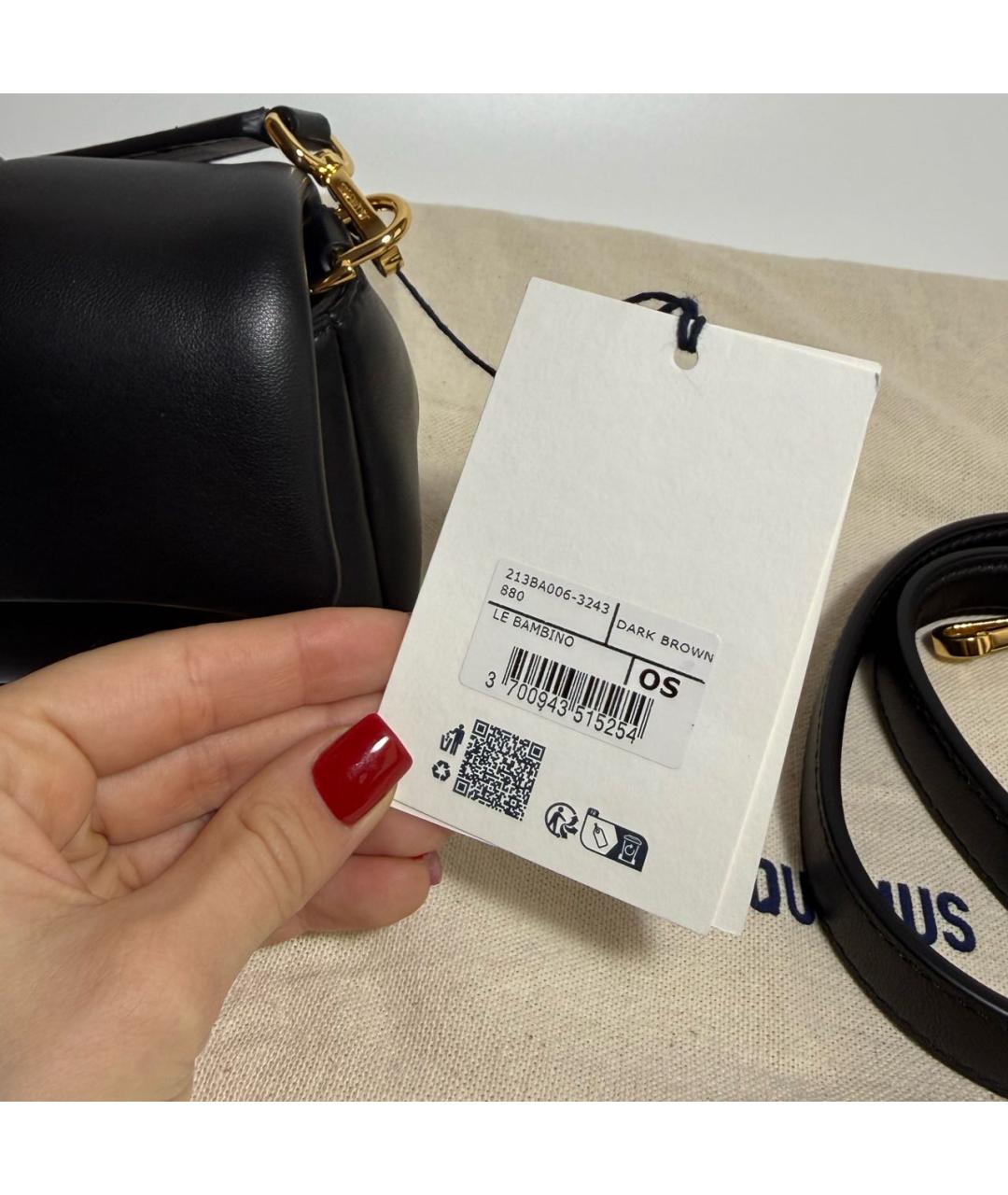 JACQUEMUS Черная кожаная сумка через плечо, фото 6