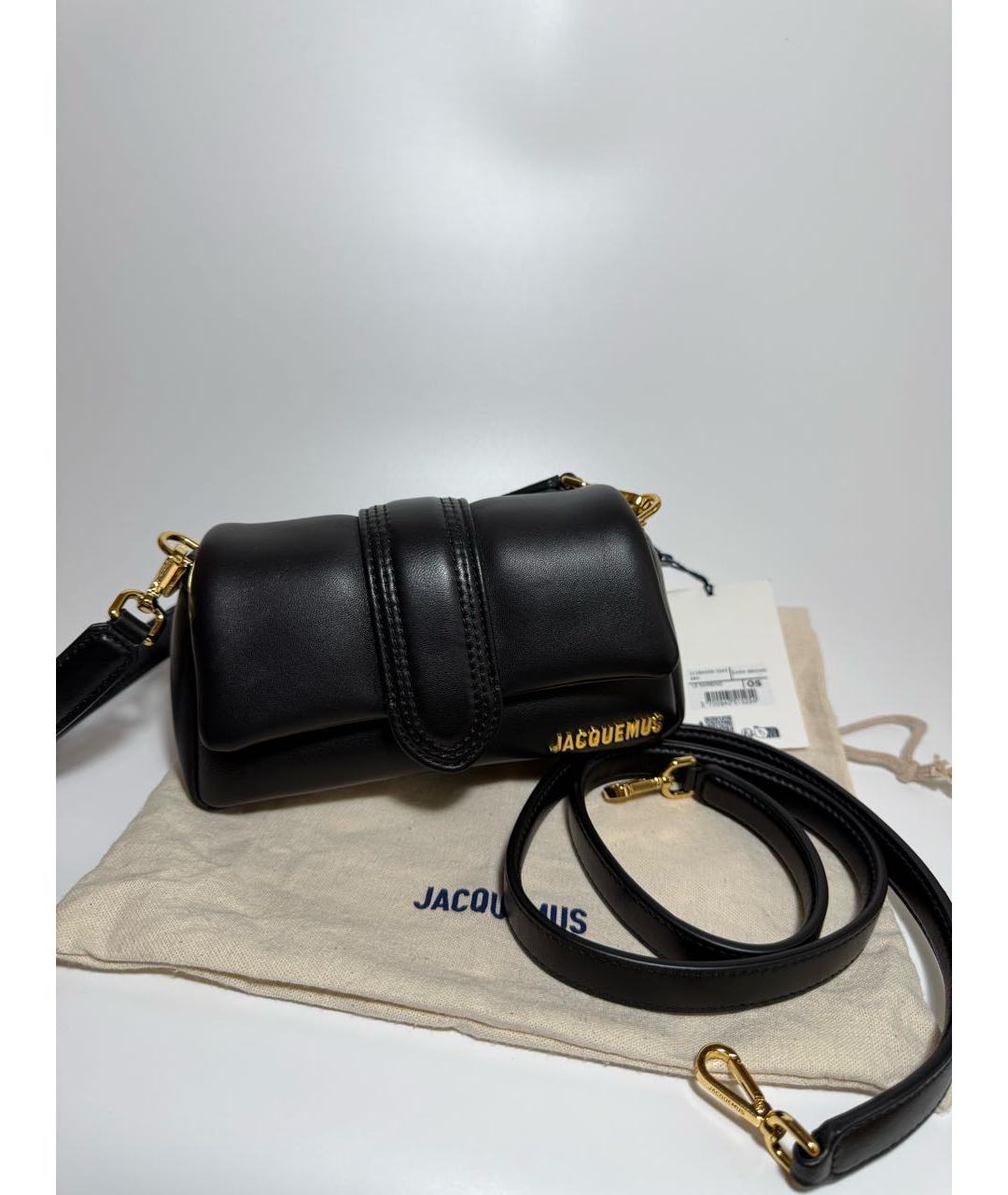JACQUEMUS Черная кожаная сумка через плечо, фото 5