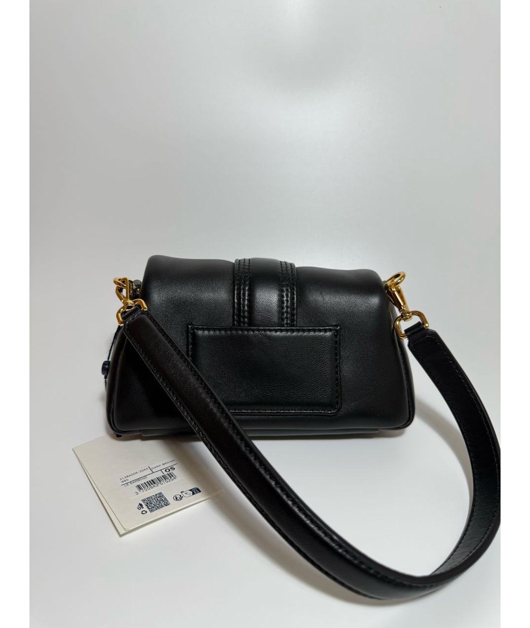 JACQUEMUS Черная кожаная сумка через плечо, фото 3