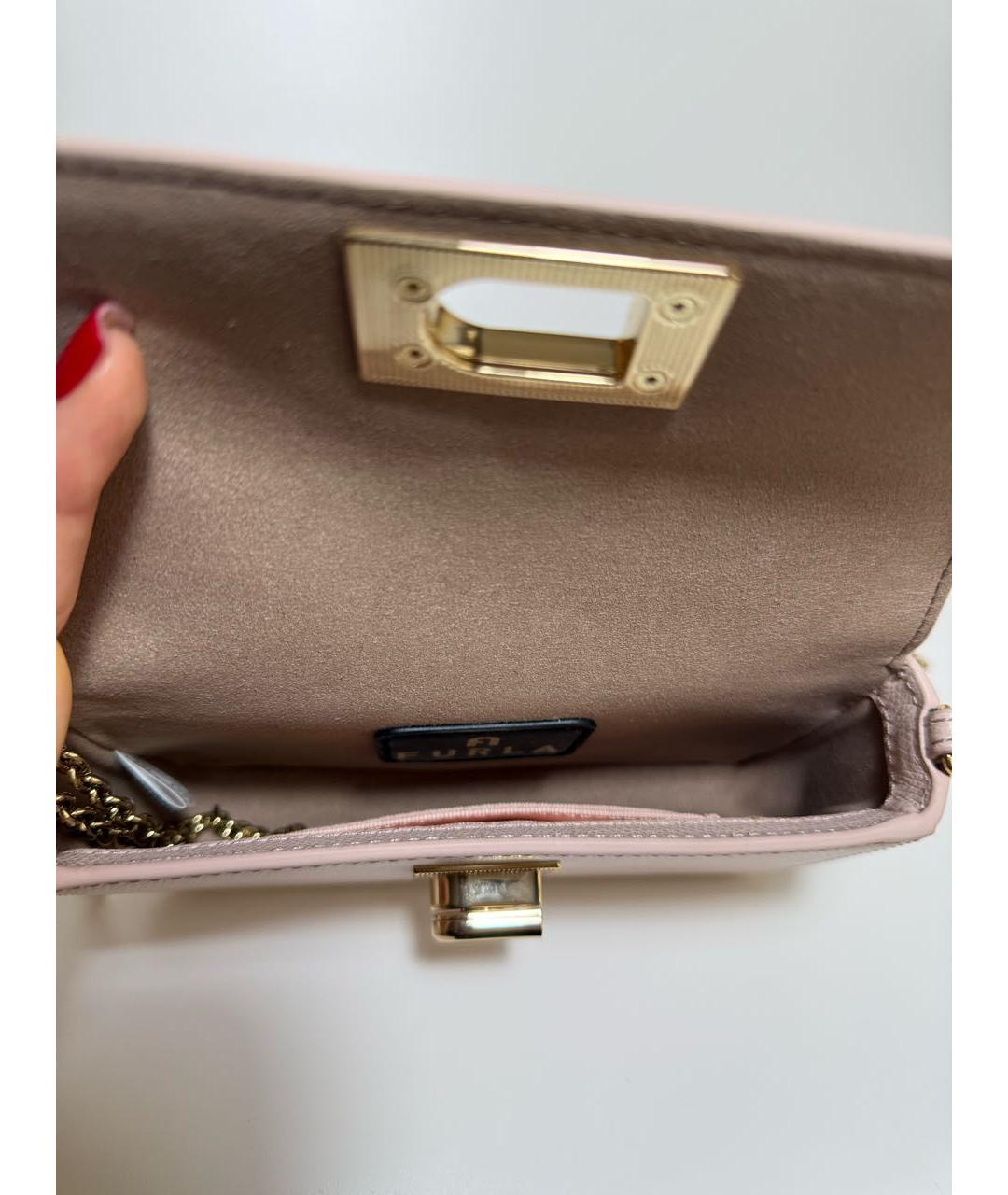 FURLA Розовая кожаная сумка через плечо, фото 4