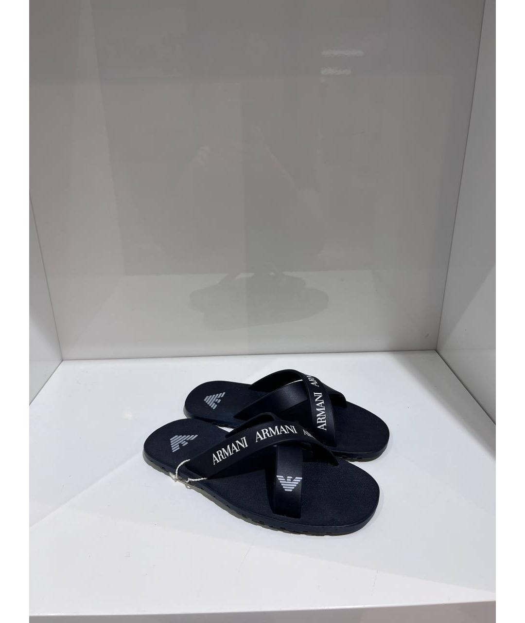 ARMANI JUNIOR Синие резиновые сандалии и шлепанцы, фото 4