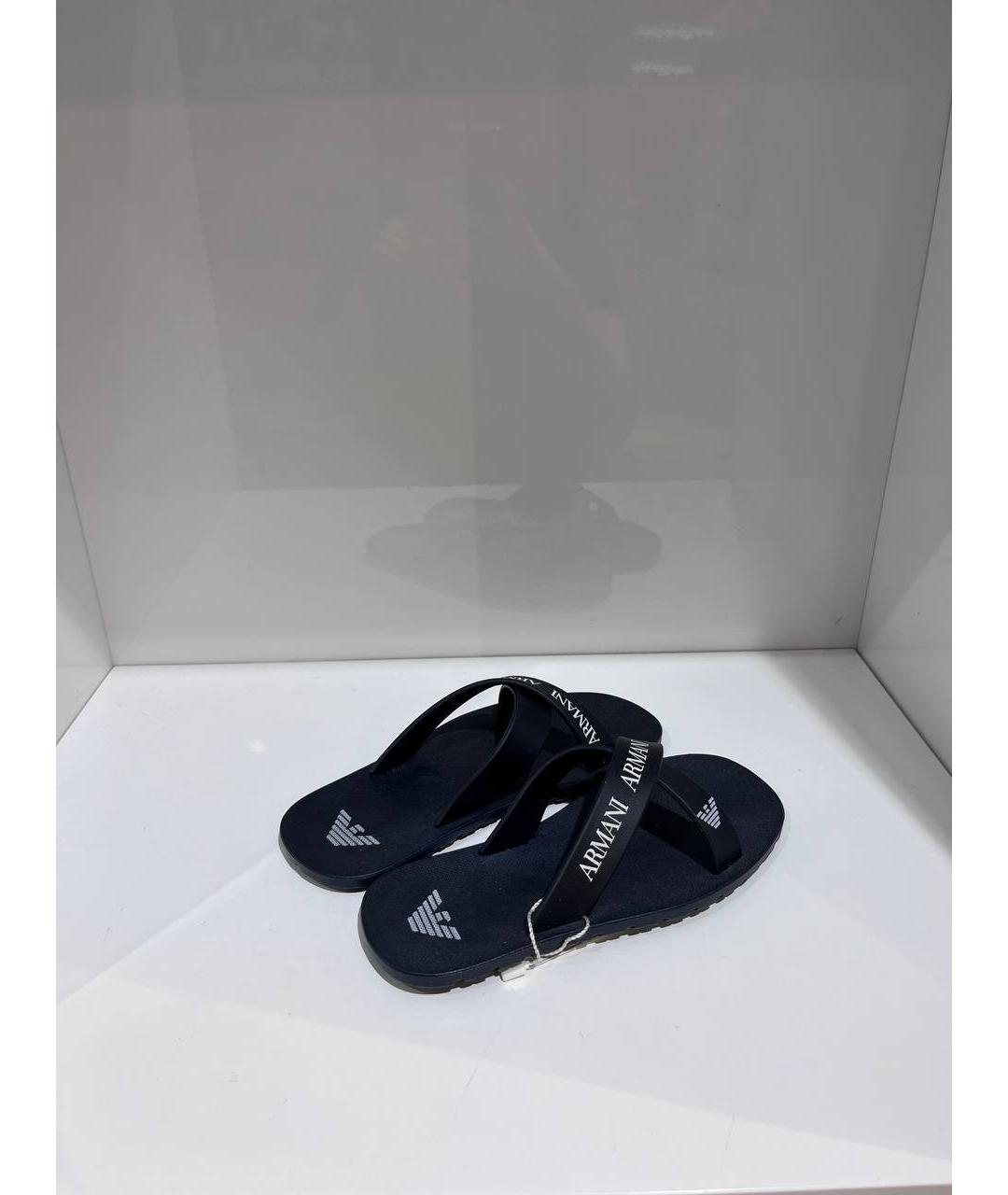 ARMANI JUNIOR Синие резиновые сандалии и шлепанцы, фото 3
