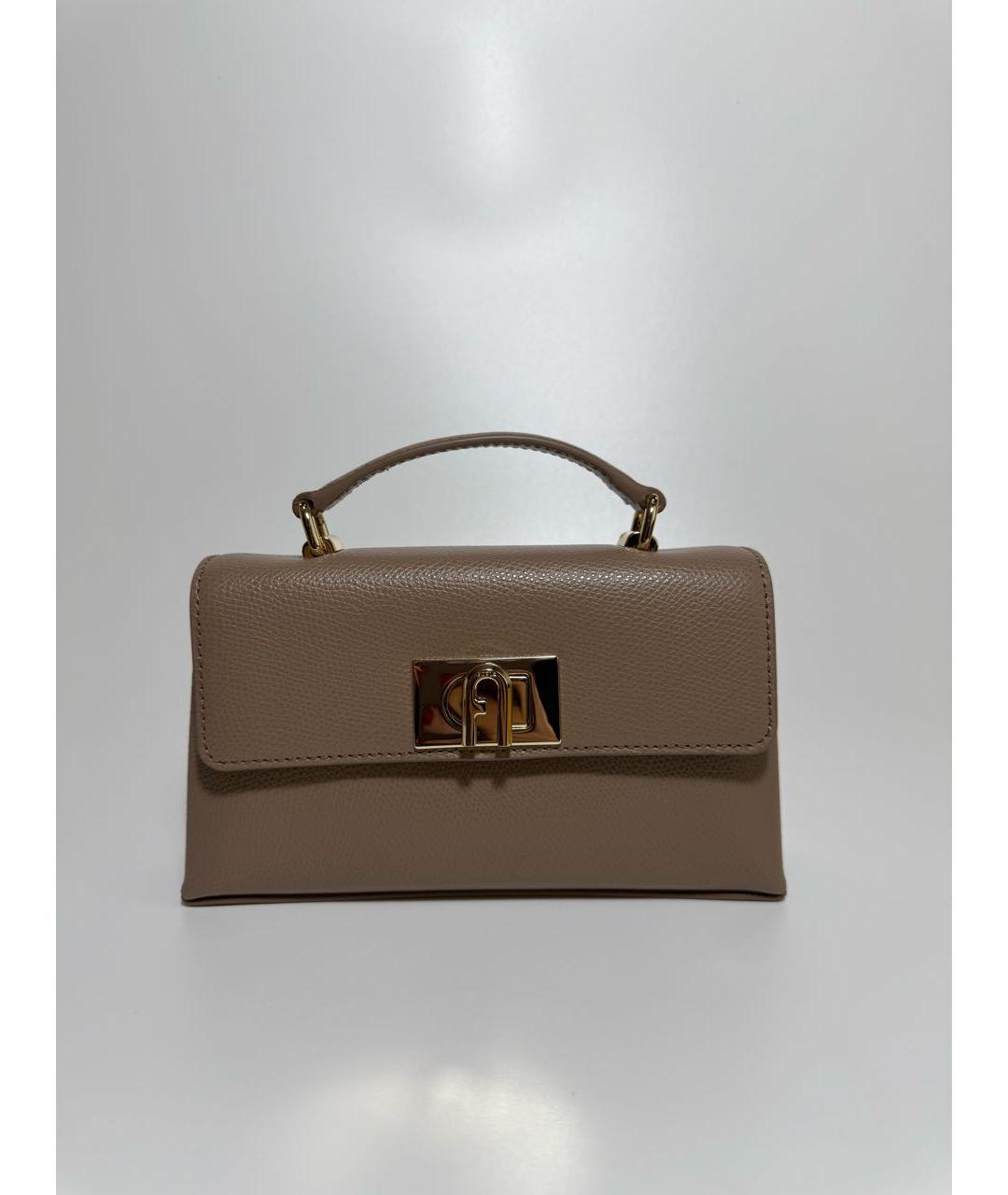 FURLA Бежевая кожаная сумка через плечо, фото 7