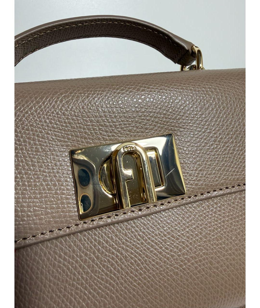 FURLA Бежевая кожаная сумка через плечо, фото 6