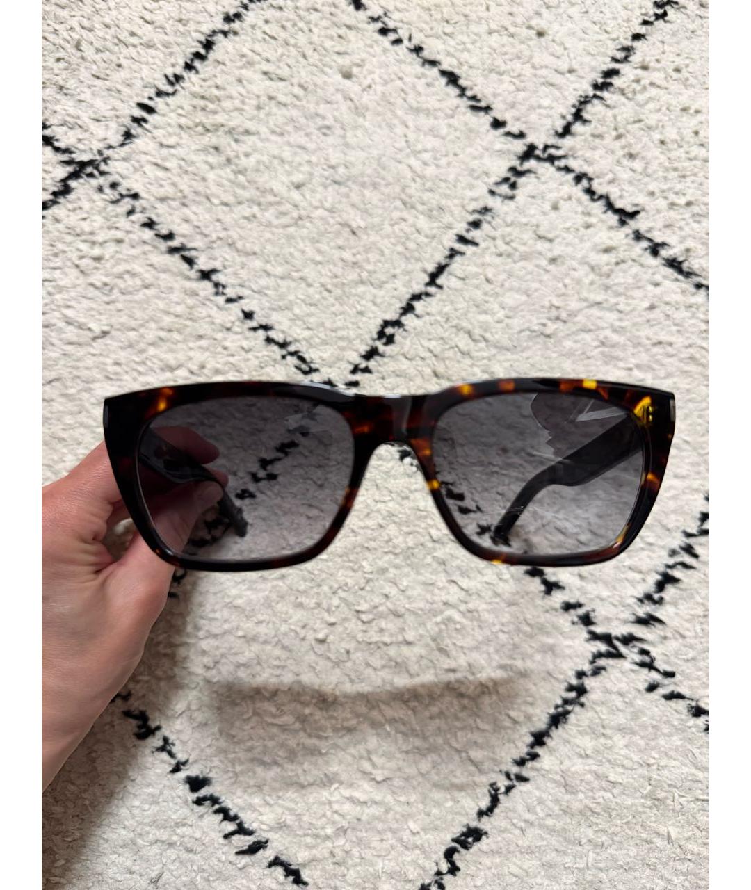 SAINT LAURENT Коричневые пластиковые солнцезащитные очки, фото 5