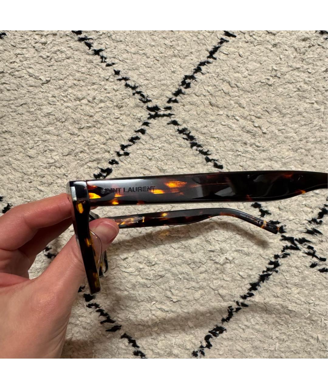 SAINT LAURENT Коричневые пластиковые солнцезащитные очки, фото 3