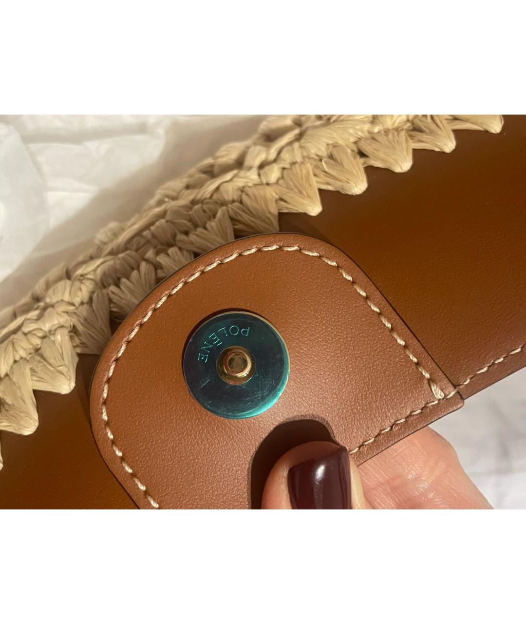 POLENE Коричневая пелетеная пляжная сумка, фото 7