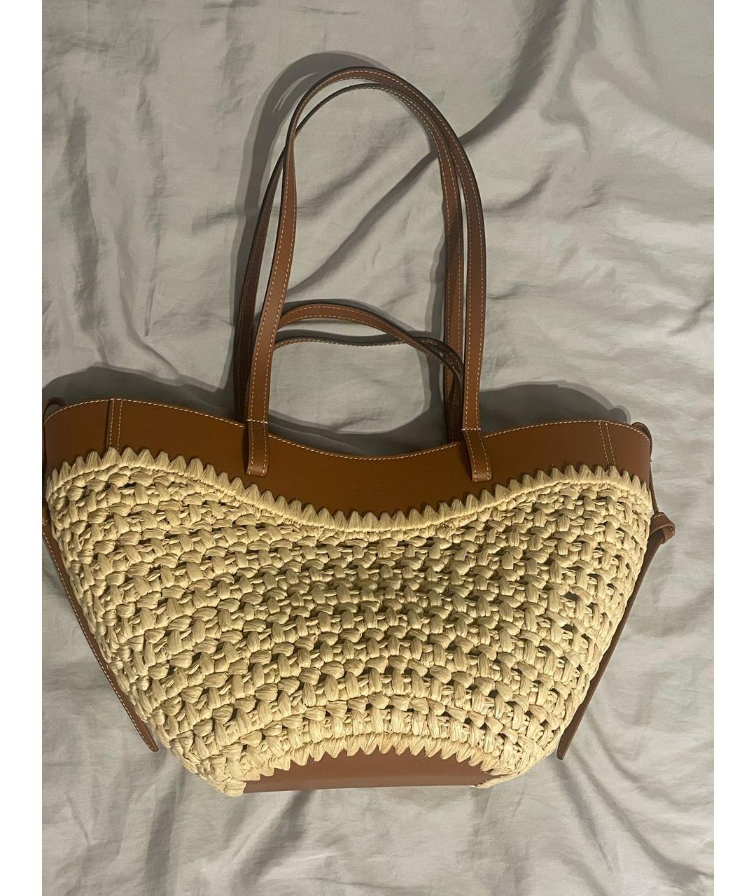 POLENE Коричневая пелетеная пляжная сумка, фото 2