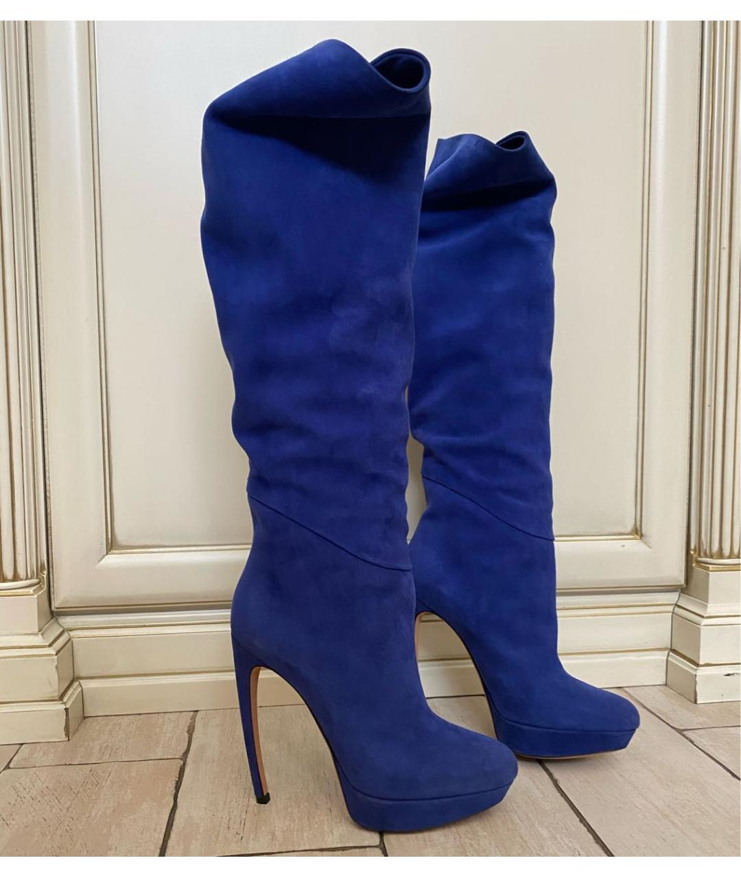 ALEXANDER MCQUEEN Синие замшевые сапоги, фото 9
