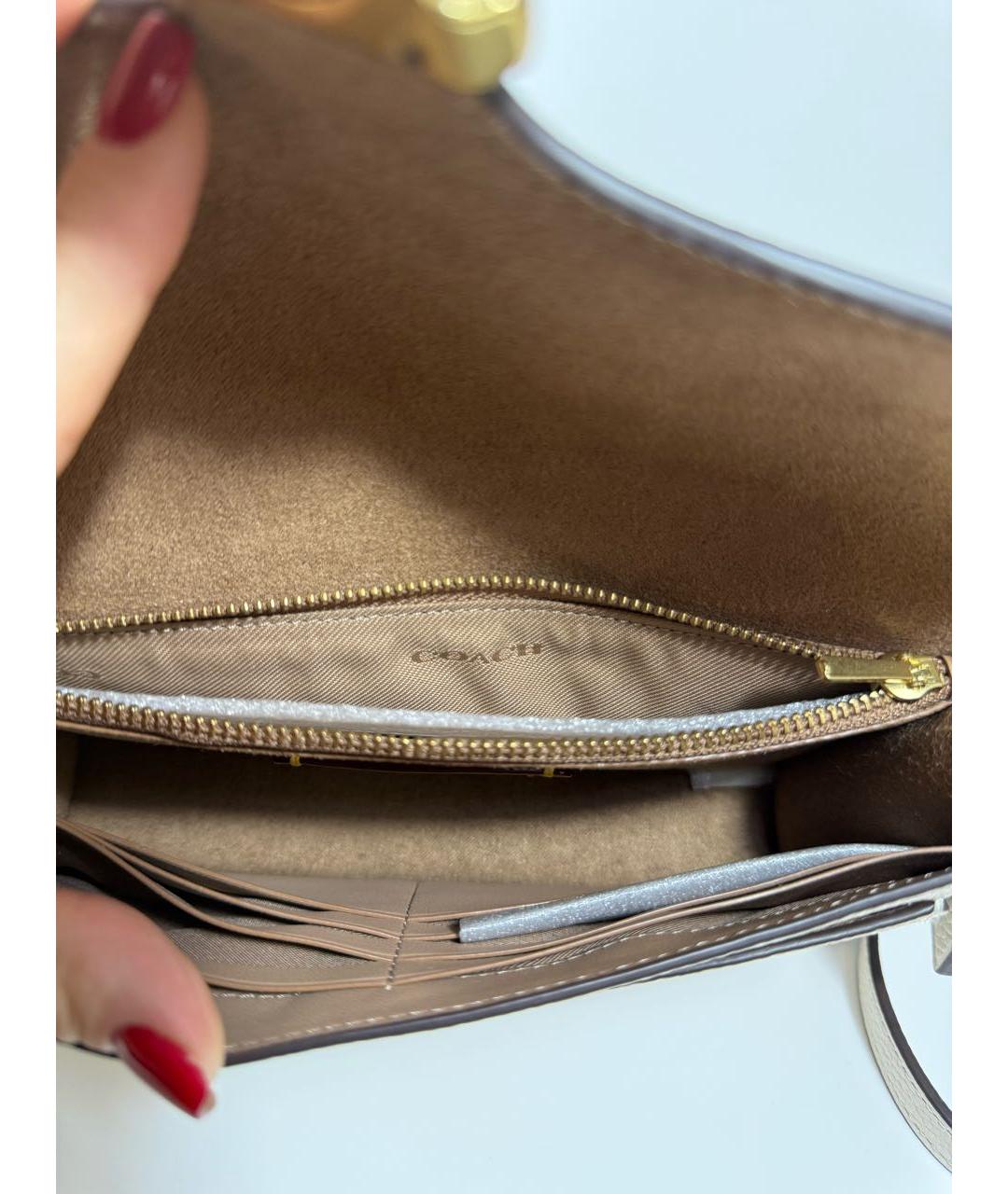 COACH Белая кожаная сумка через плечо, фото 5