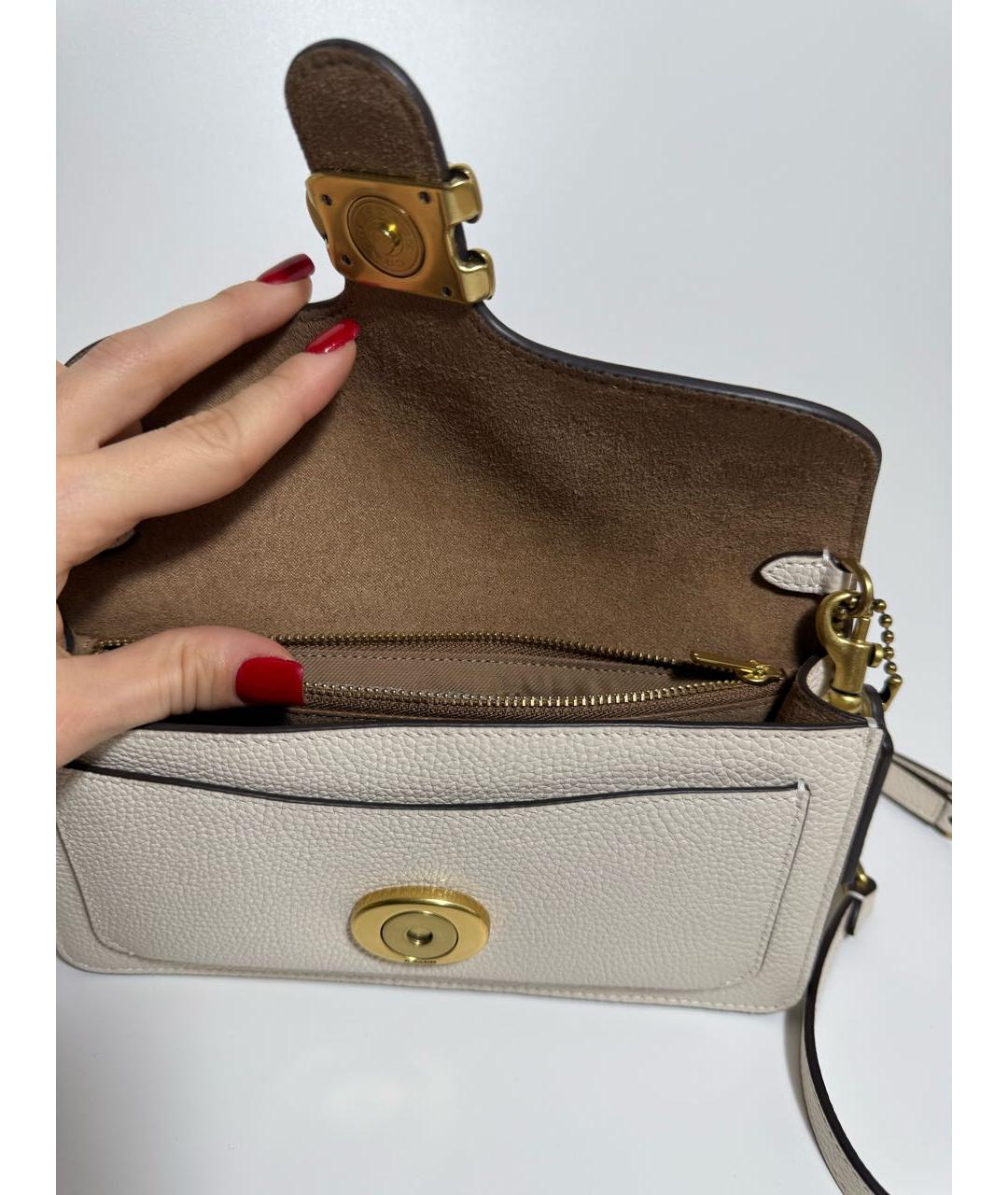 COACH Белая кожаная сумка через плечо, фото 4