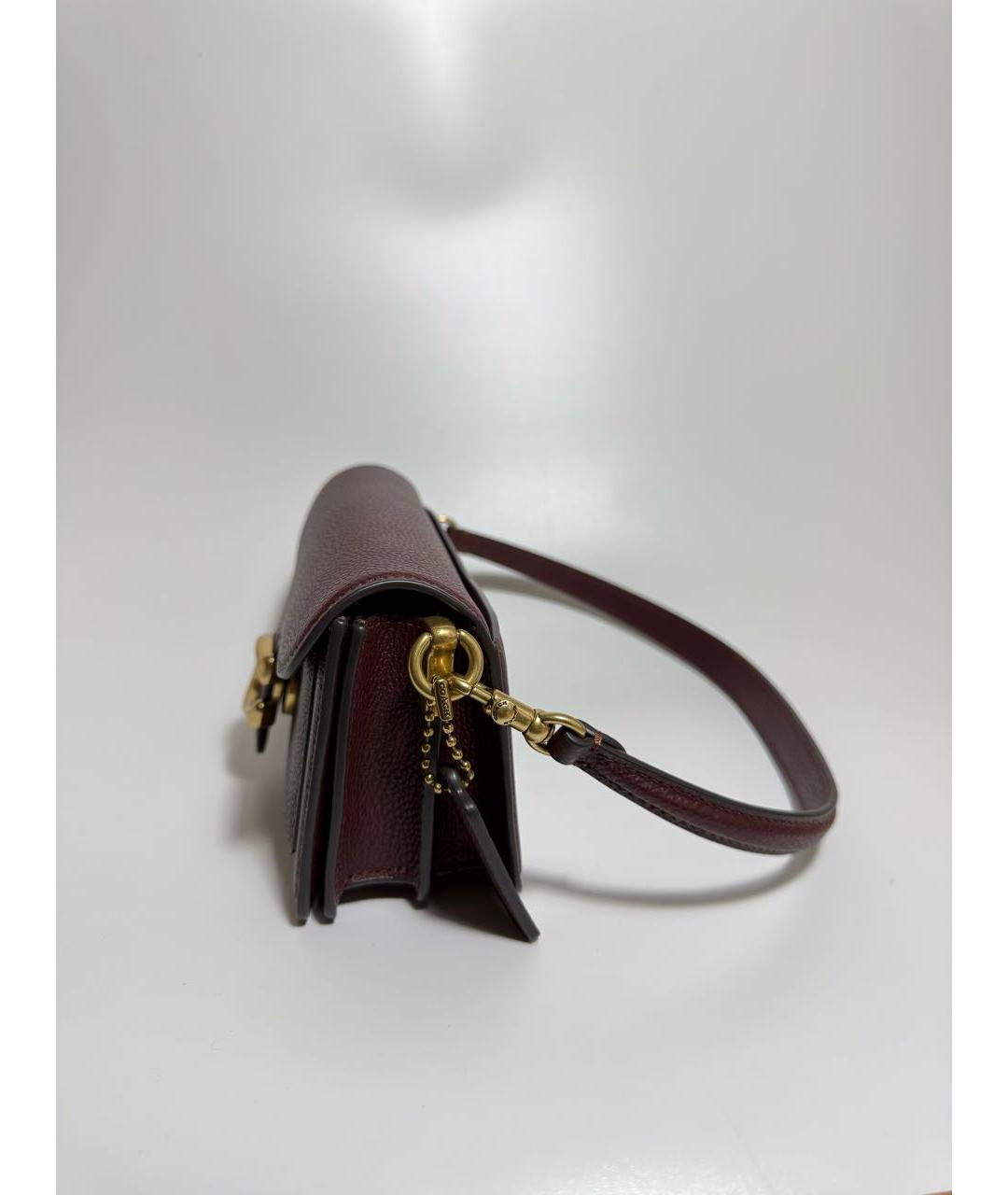 COACH Бордовая кожаная сумка через плечо, фото 2