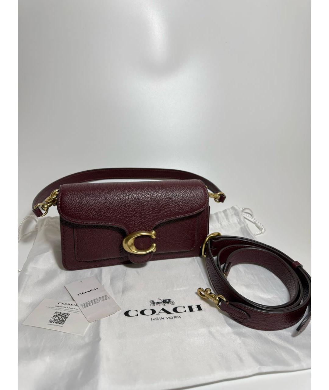 COACH Бордовая кожаная сумка через плечо, фото 5