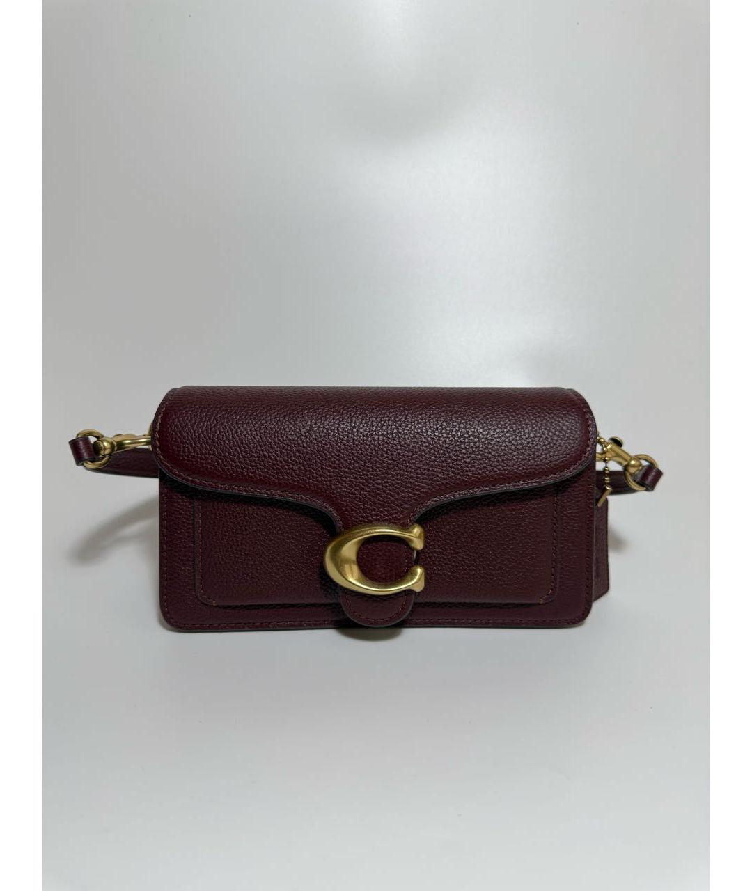 COACH Бордовая кожаная сумка через плечо, фото 6
