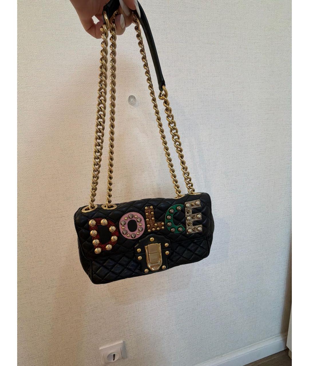 DOLCE&GABBANA Черная кожаная сумка через плечо, фото 9